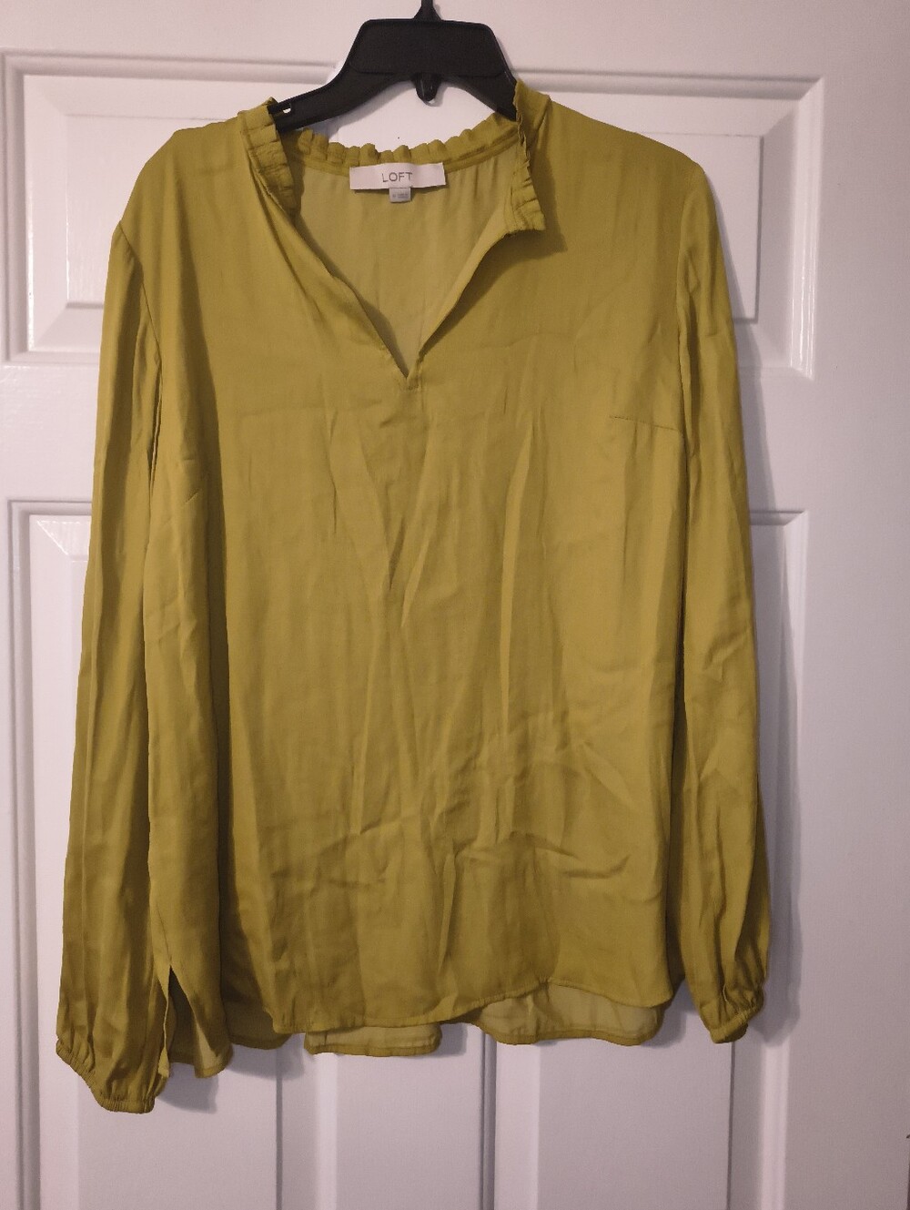 LOFT Ruffle Neck Blouse – Mustard Yellow – Size M